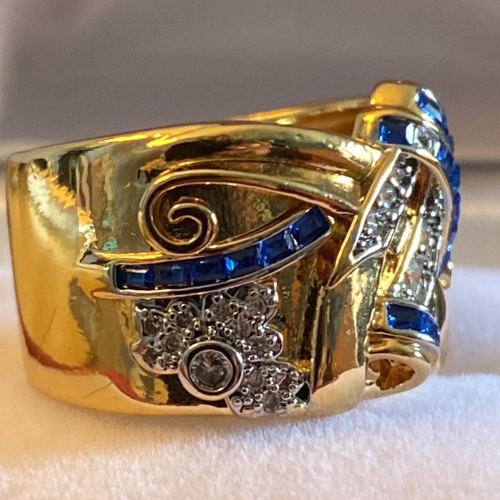 Gold and Blue Women's Ring (7) NWOT - Picture 3 of 5